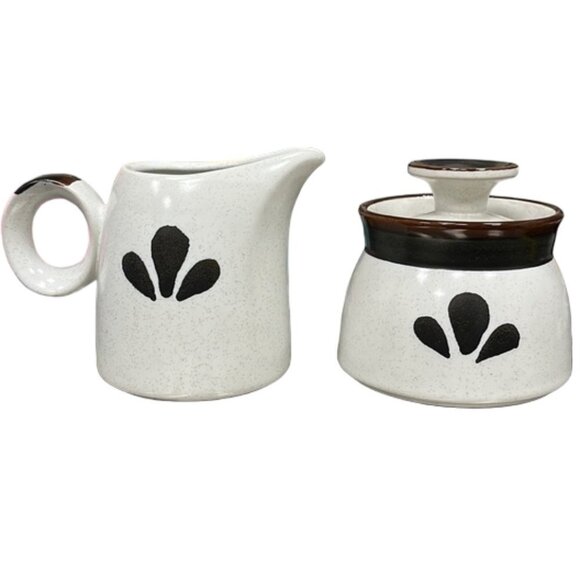 Vintage Noritake Stoneware RIVIERA Made in Japan Creamer and Lidded Sugar Bowl - Picture 1 of 10